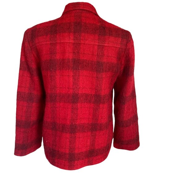 Liz Claiborne women's red with faded black checkered long open front blazer sz 6 - Picture 4 of 11